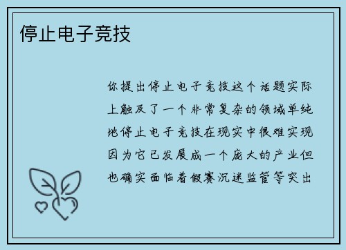 停止电子竞技