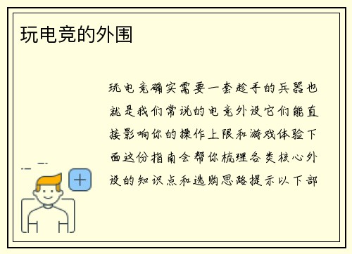 玩电竞的外围